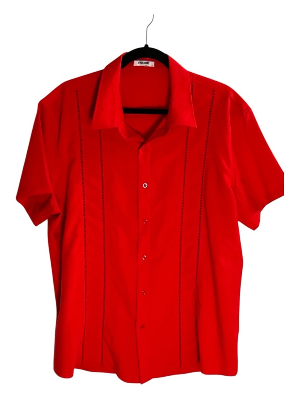 Coofandy Red Men's XL Short Sleeve Button-Up Shirt -